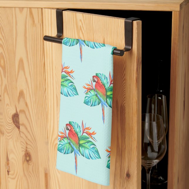Serviette de cuisine Tropical Macaw Parrot (Pliage en tiers)