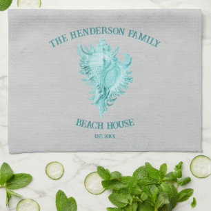 Serviette de cuisine turquoise Conch Shell