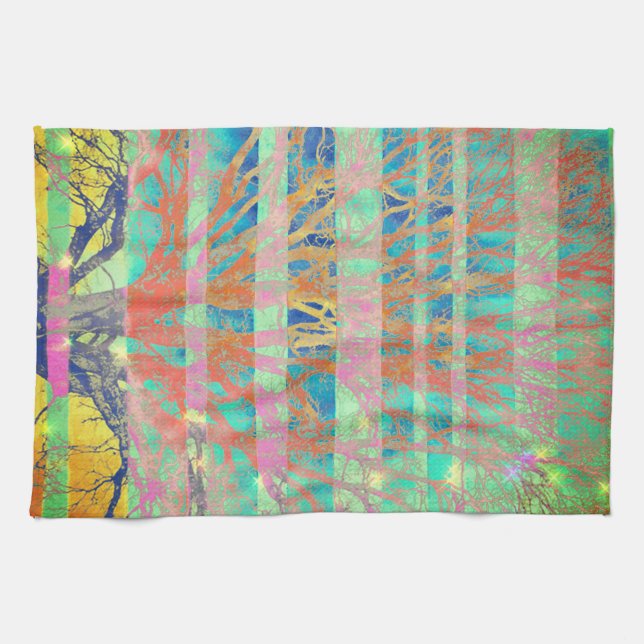 Serviette de cuisine turquoise et multicolore (Horizontal)