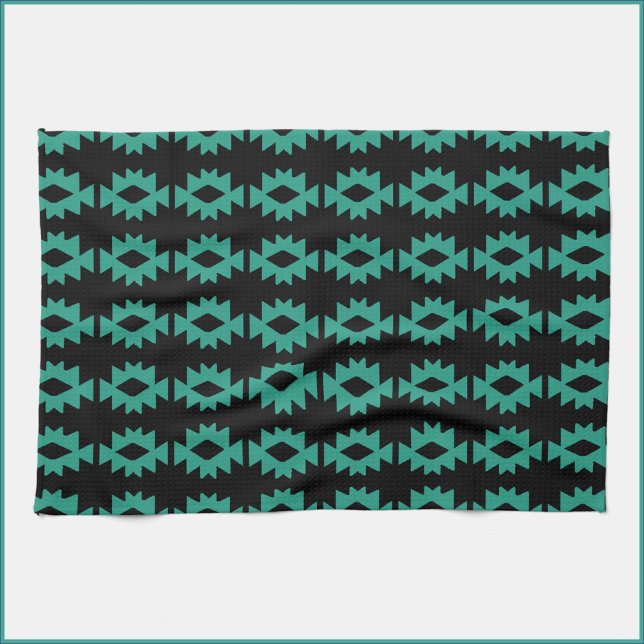 Serviette de cuisine turquoise et noire inspirée p (Créateur téléchargé)