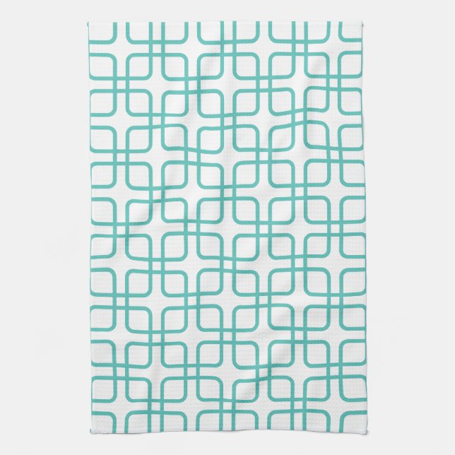 Serviette de cuisine \ turquoise géométriques (Vertical)
