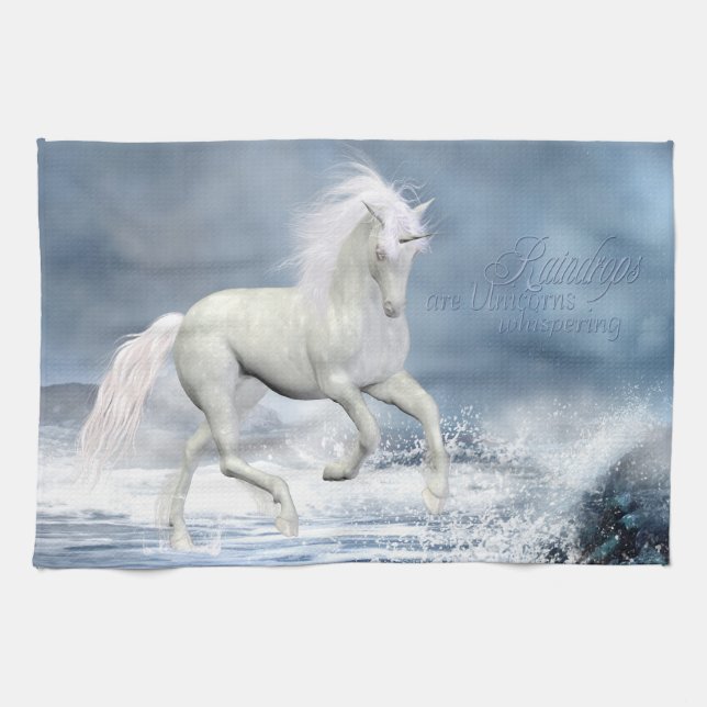 Serviette de cuisine Unicorne blanche (Horizontal)