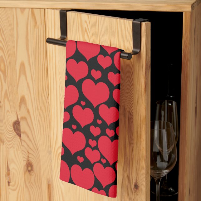 Serviette de cuisine Valentine Hearts (Pliage en tiers)