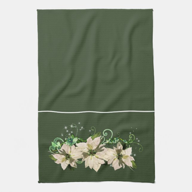 Serviette de cuisine verte et blanche de Noël (Vertical)