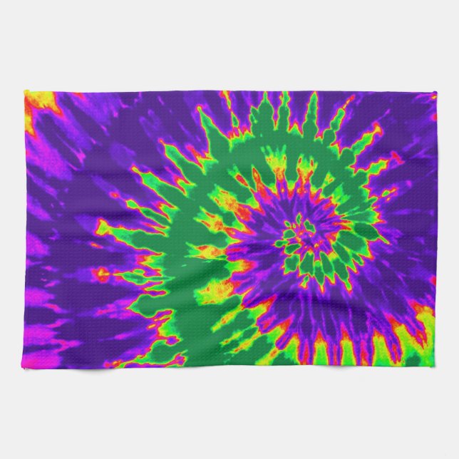 Serviette de cuisine verte et pourpre de colorant (Horizontal)