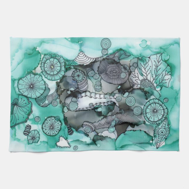 Serviette de cuisine verte Washy (Horizontal)