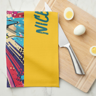 Serviette de cuisine vibrante avec design ludique
