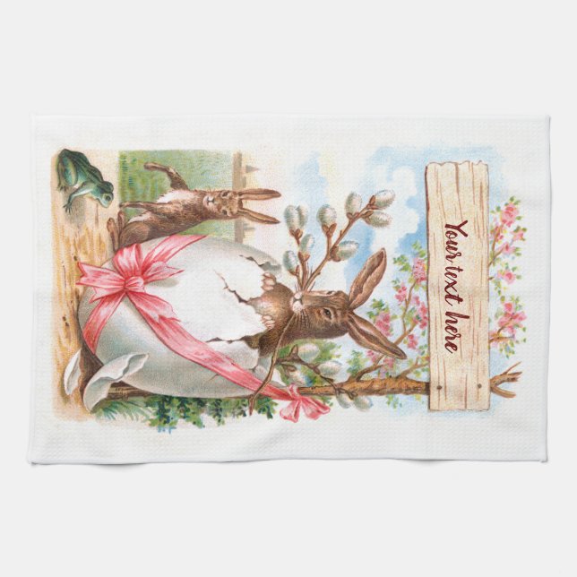 Serviette de cuisine victorienne Vintage de Pâques (Horizontal)