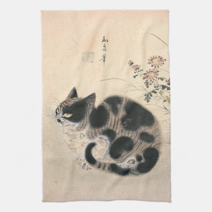 Serviette de cuisine vintage asiatique pour chat