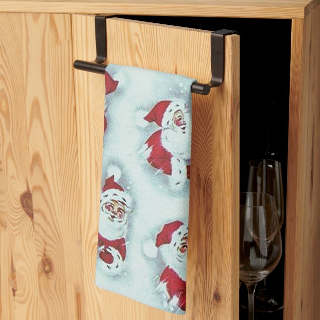 Serviette de cuisine vintage du Père Noël (Pliage en tiers)