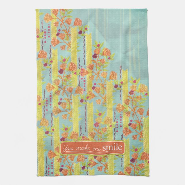 Serviette de cuisine vintage Orange Azure Tea (Vertical)