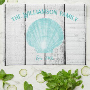Serviette de cuisine Vintage turquoise en coquille