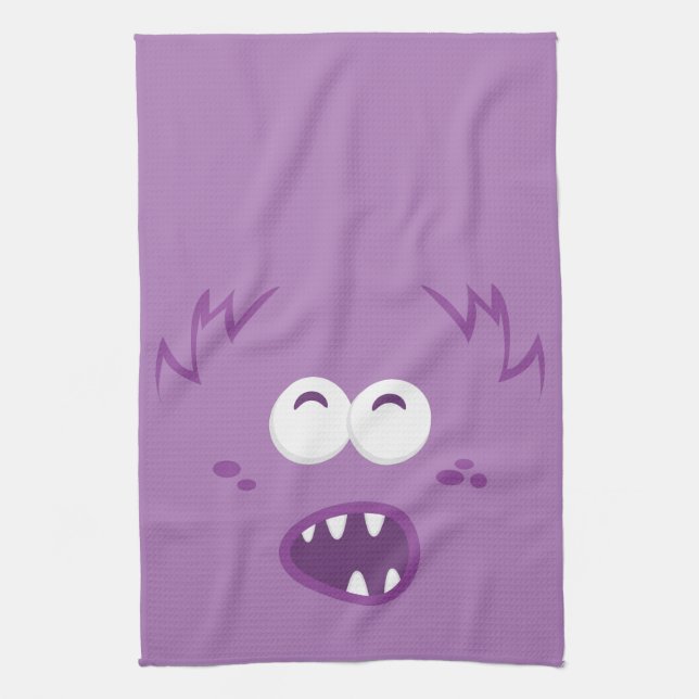 Serviette de cuisine violet Monster Face (Vertical)