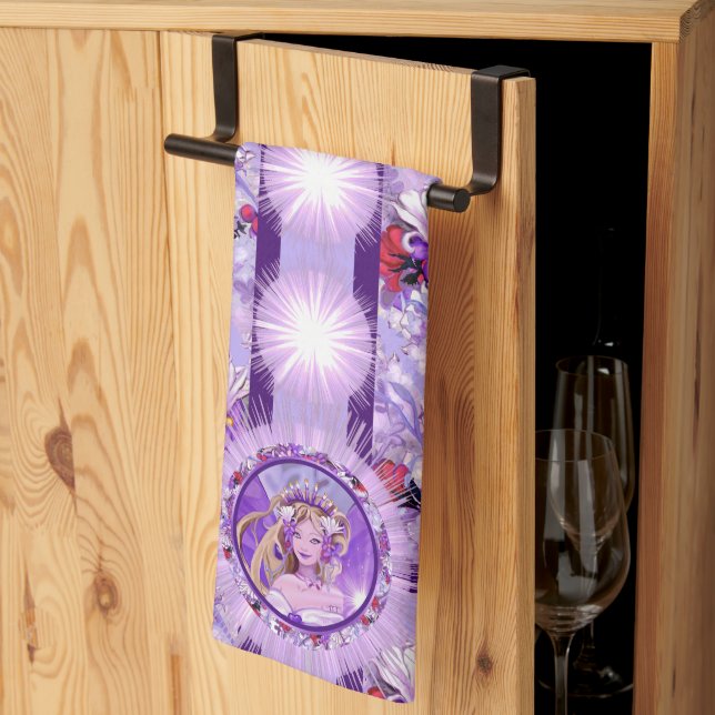 Serviette de cuisine violet Sun fairy (Pliage en tiers)