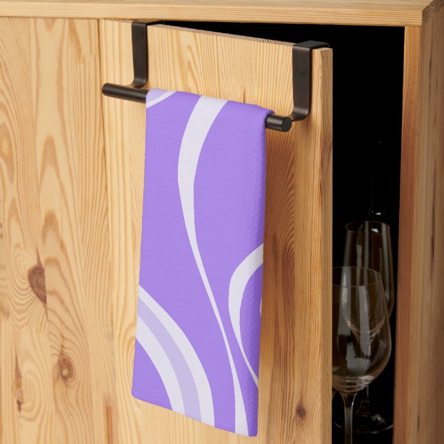 Serviette de cuisine violet Waves (Pliage en tiers)