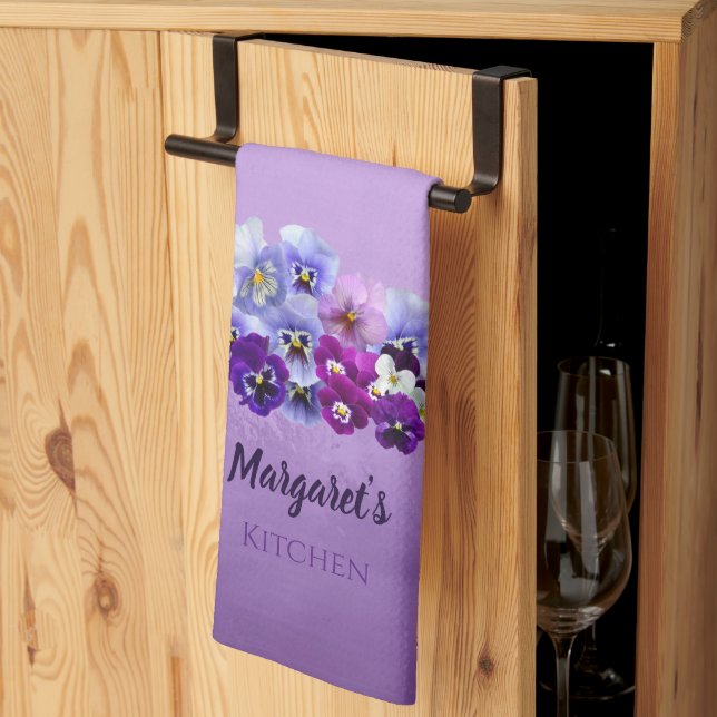 Serviette de cuisine violette personnalisée avec d (Pliage en tiers)