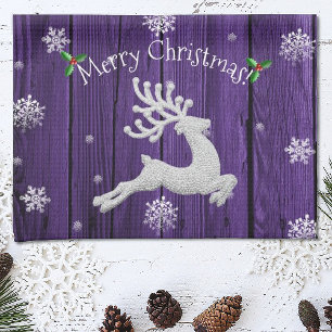 Serviette de cuisine violette Rustique Reindeer de