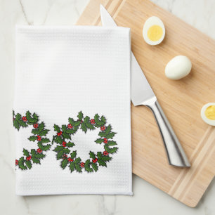 Serviette de cuisine - Wreath of Holly Feuille