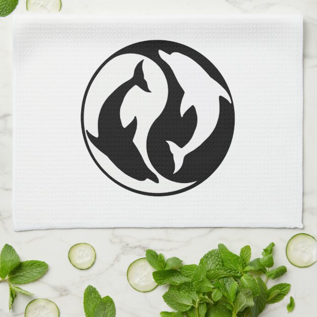 Serviette de cuisine Yin Yang Dolphins (Plié)