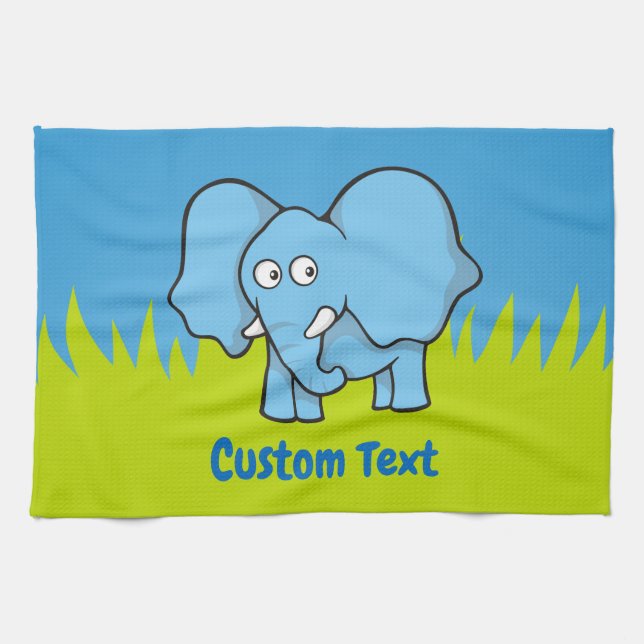 Serviette de dessin d'éléphant bleu (Horizontal)