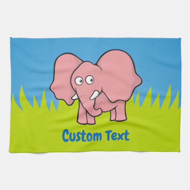 Serviette de dessin d'éléphant rose (Horizontal)