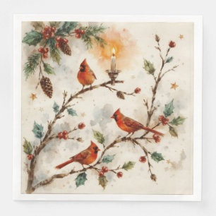 Serviette de dîner en papier Cardinals de Noël