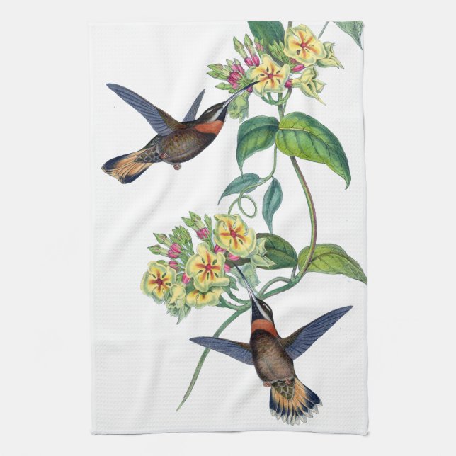 Serviette de faune de fleurs d'oiseaux de colibri (Vertical)