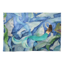 Serviette de fête dauphins et sirène