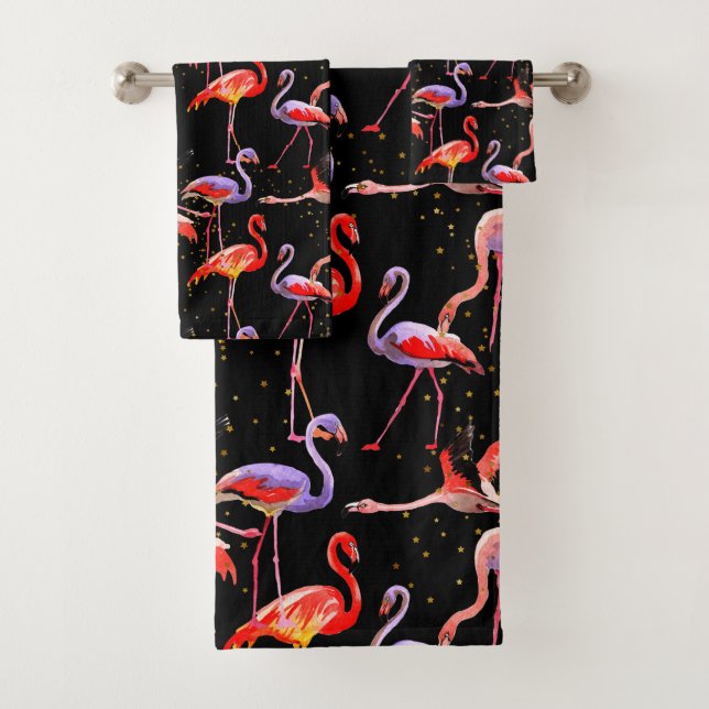 Serviette de Flamant rose avec Arrière - plan noir (En situation)