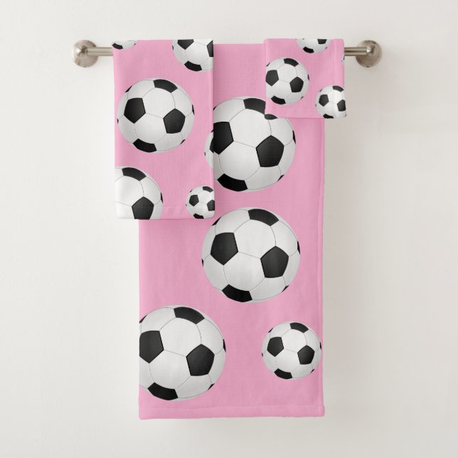 Serviette de football rose pour fille (En situation)