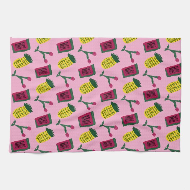 Serviette de fruits amusants en rose (Horizontal)