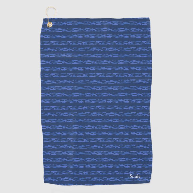 SERVIETTE DE GOLF 名前　カスタム　迷彩×ボーダー（ブルー）  ゴルフタオル (Devant)