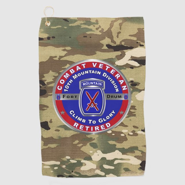 Serviette De Golf 10e division de montagne retraitée (Devant)