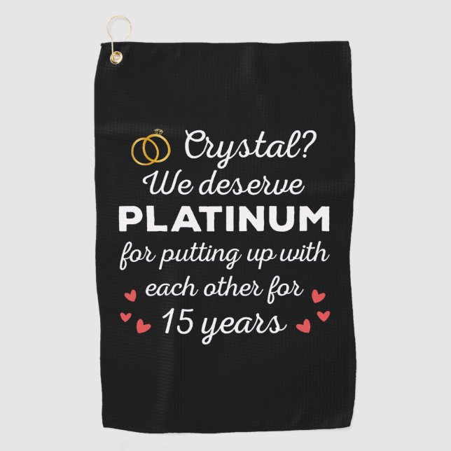 Serviette De Golf 15ème anniversaire du Mariage I - Crystal Funny Co (Devant)