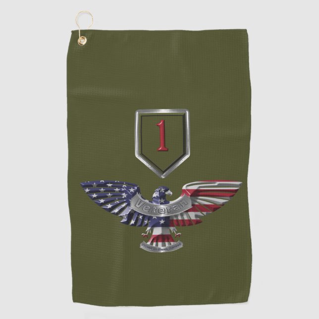 Serviette De Golf 1ère Division d'Infanterie “Big Red One” Aigle (Devant)
