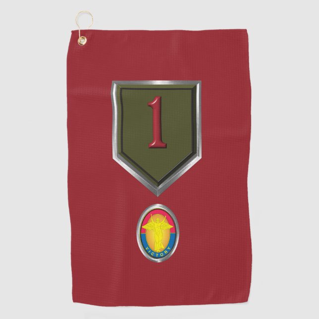 Serviette De Golf 1ère Division d'Infanterie “Big Red One” Patch per (Devant)