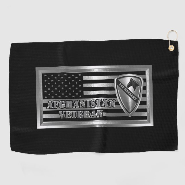 Serviette De Golf 1re Division de Cavalerie  Vétéran d'Afghanistan  (Horizontal)
