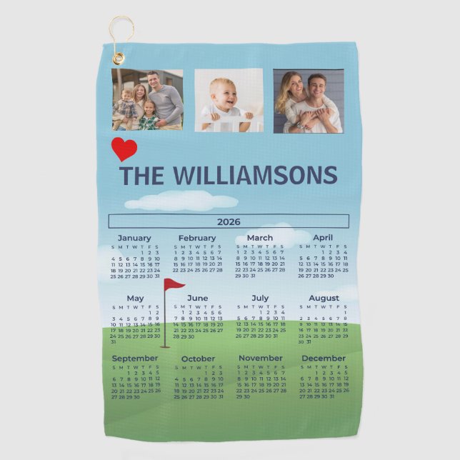 Serviette De Golf 2026 Photo Calendar Golf Theme (Devant)