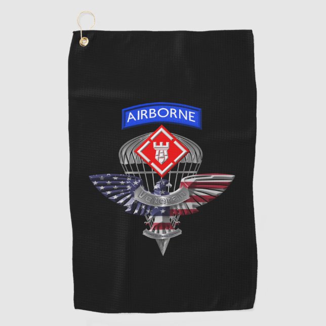 Serviette De Golf 20e brigade du génie-aigle aéroporté (Devant)
