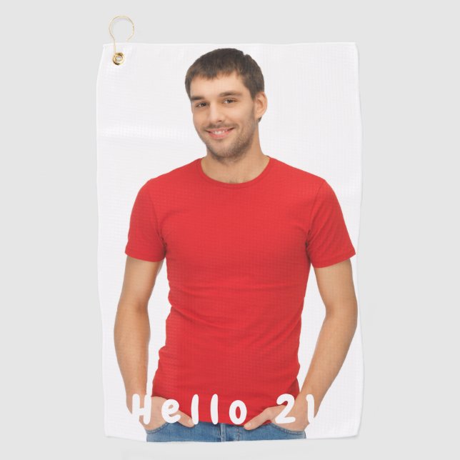 Serviette De Golf 21e anniversaire photo bonjour 21 mec (Devant)