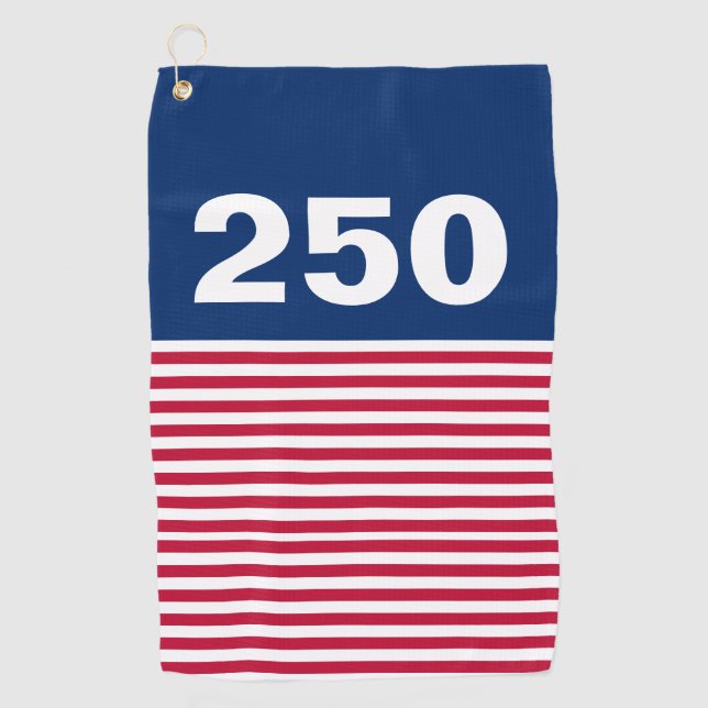 Serviette De Golf 250 Rouge Blanc et Bleu Anniversaire USA (Devant)