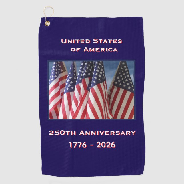 Serviette De Golf 250e anniversaire USA Patriotic American Flags (Devant)