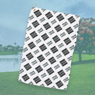Serviette De Golf 2 Logo à répétition diagonale Blanc