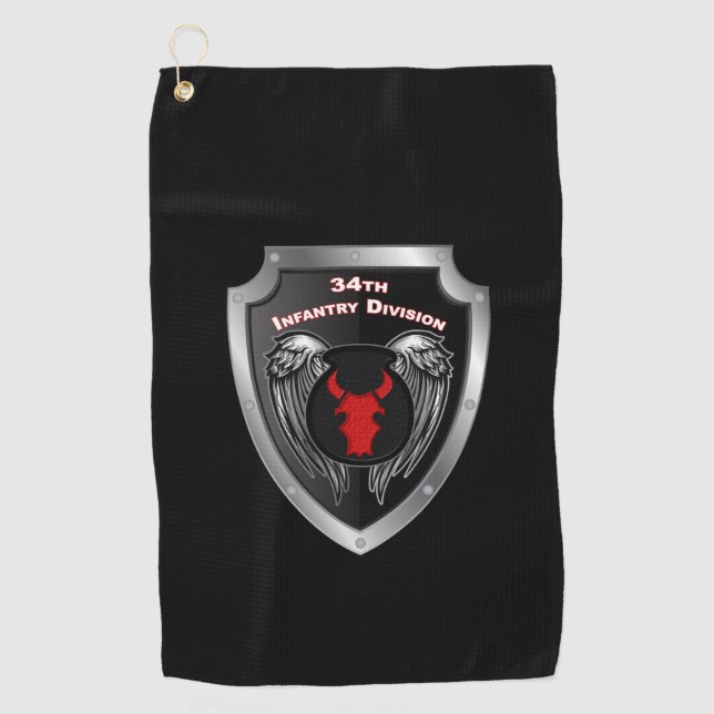 Serviette De Golf 34e division d'infanterie Bouclier Customisé (Devant)
