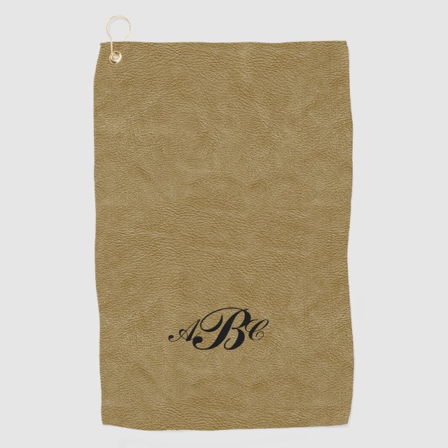 Serviette De Golf 3 Lettre Monogramme Beige Brown initial look (Devant)