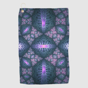 Serviette De Golf 3D Fractal Art Abstrait Motif bleu violet rose