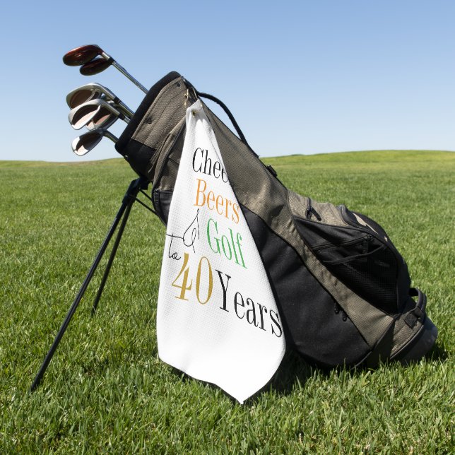 Serviette De Golf 40e anniversaire Golf Cheers et bières minimal (Vert)
