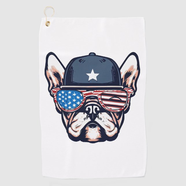 Serviette De Golf 4 juillet du week-end de French Bulldog (Devant)
