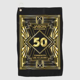Serviette De Golf 50e anniversaire Art Déco Gold Black Great Gatsby