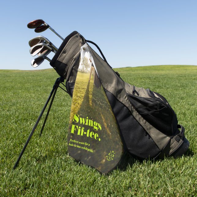 Serviette De Golf 50e anniversaire moderne 60e anniversaire Photo (Vert)